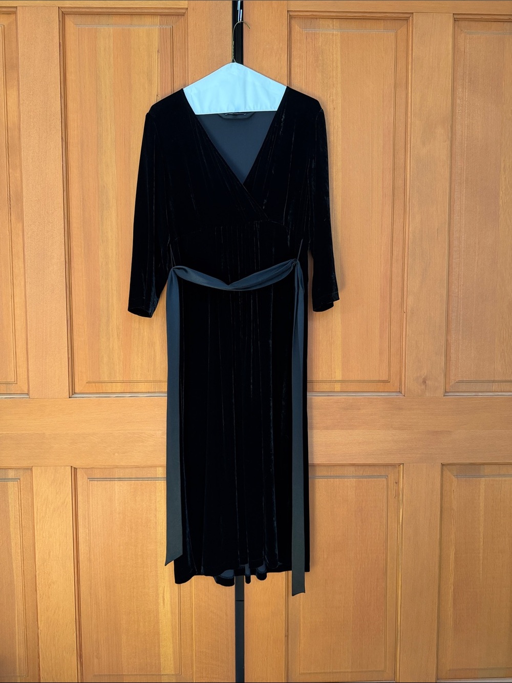 Eileen Fischer Black Velvet Maxi Dress with sash